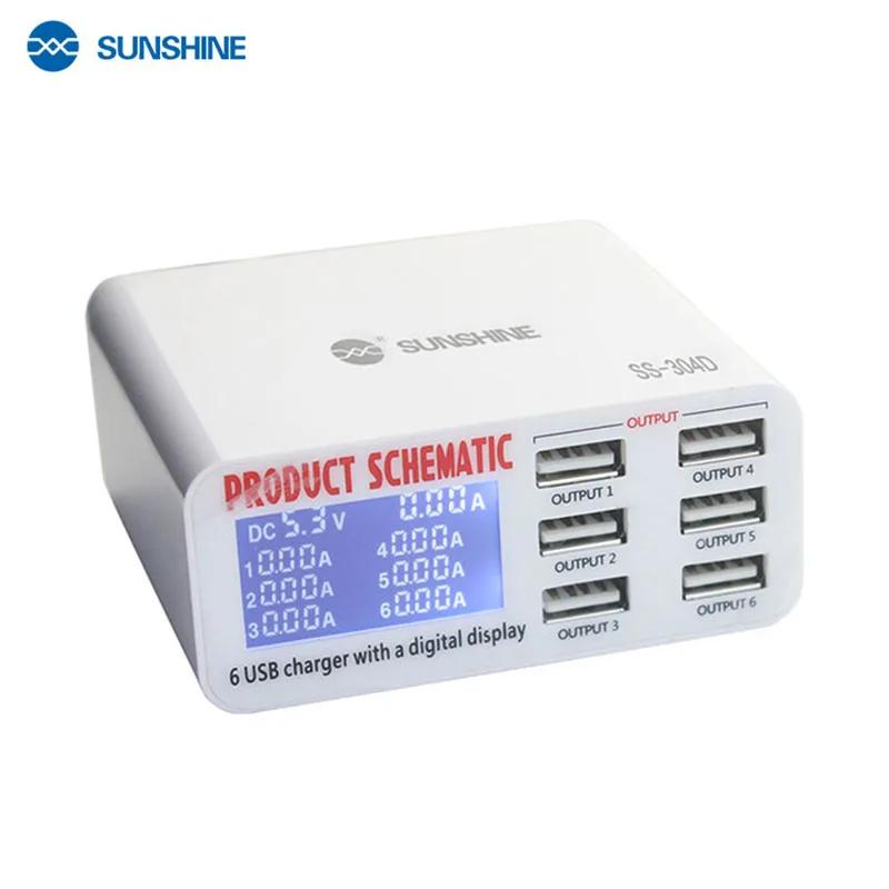 SUNSHINE SS-304D USB Ʈ Ʈ , ABS + PC , 100-240V  , QC3.0  , 40W Ʈ Ʈ, 6 Ʈ